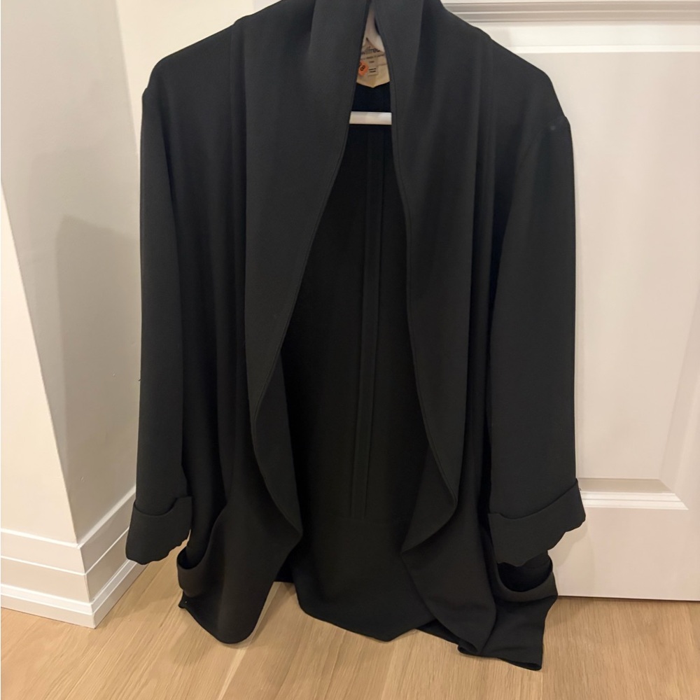 Wilfred Black Draped Open-Front Blazer